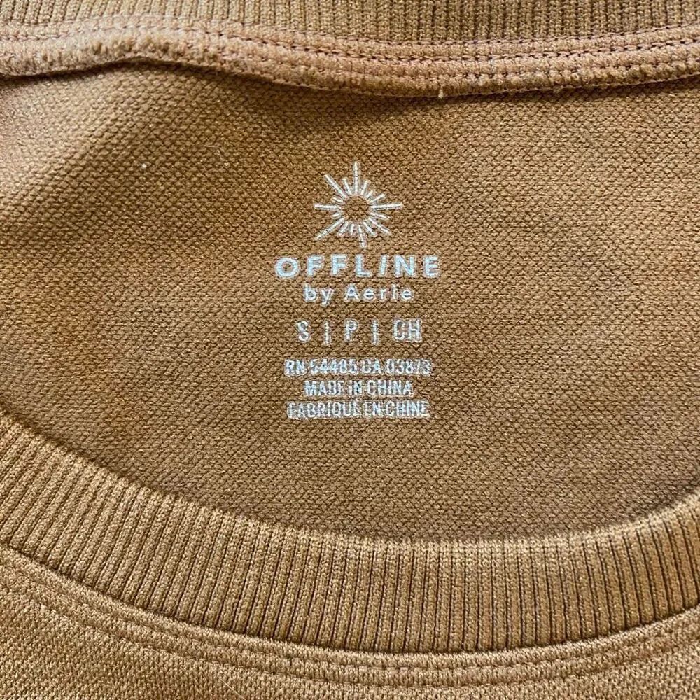 OFFLINE by Aerie Crop Top Size S Brown Long Sleeve Seamless Workout Top - Picture 4 of 8